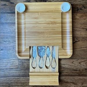 Kitchen Bamboo Cheese Board Knife Set Large